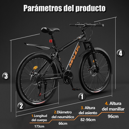 Bicicleta De Montaña 21 Velocidades Amortiguación Ajustable R26 Doble Suspensión Disco Mecánico Regalo de accesorios kit Color Negro