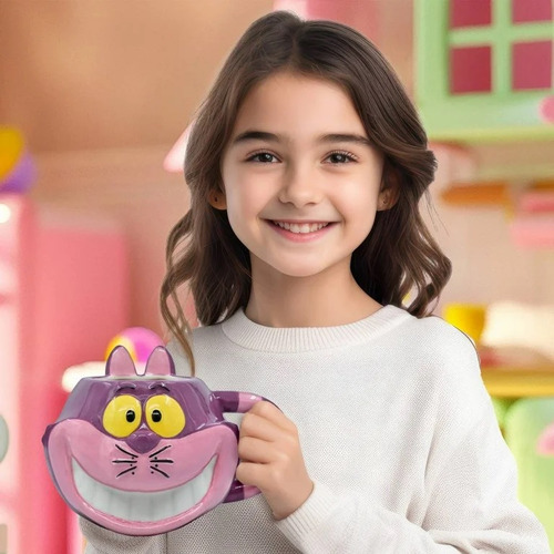 Taza 3d Galería Dc Disney Gato Risón Alicia Con Cocoa 13.5g Color Morado Gssto Risón