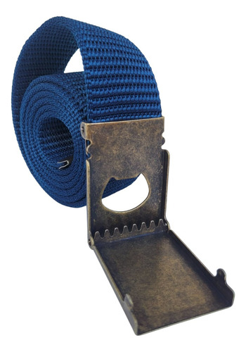 Cinto Marinero Soga Reforzado 4cm Hebilla Dorado Lazos Ig Azul Dorado Opaco 130