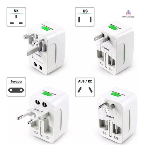20pz Adaptador Convertidor Clavija Corriente Universal Viaje