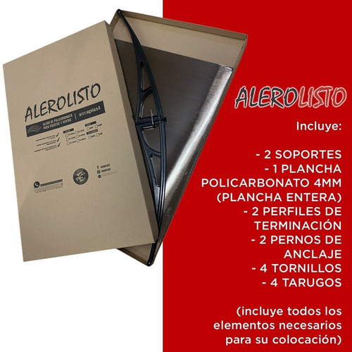 Imagen 8 de 9 de Alero Policarbonato 120x70 Toldo Techo Puerta Ventana Crysta