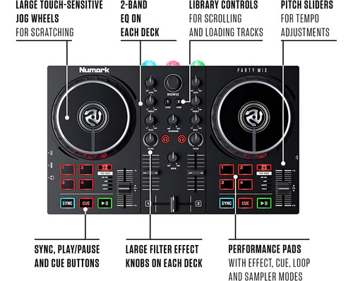 Controlador De Dj Numark Party Mix Il C/espectáculo De Luces Negro