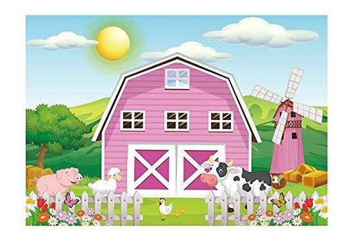 Funnytree 7x5ft Cartoon Farm Animals Party Backdrop Gpq22