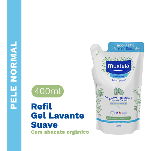 Refil Gel Lavante Suave Mustela 400ml Abacate Orgânico