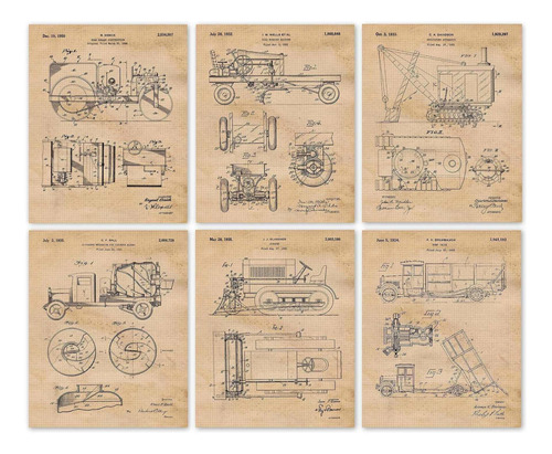 Construction Heavy Duty Trucks Patent Prints, 6 (8x.