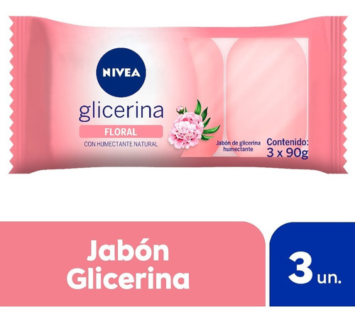 Jabon En Barra Nivea Glicerina Floral 3 Un X 90 Gr