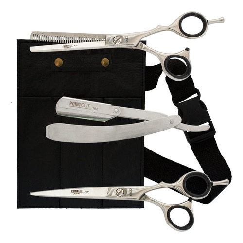 Kit Tijeras Barber Filo Navaja + Pulir + Navaja Pointcut 6,5