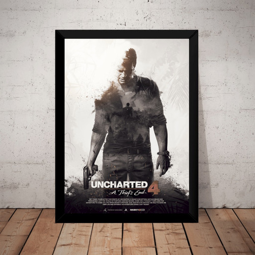 Quadro Game Uncharted 4 Arte Poster Moldurado