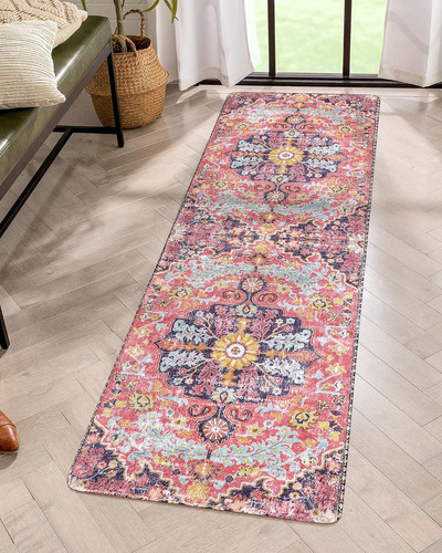 Alfombra Corredor Bohemia   Medallion 2x6 Rosa Caliente...