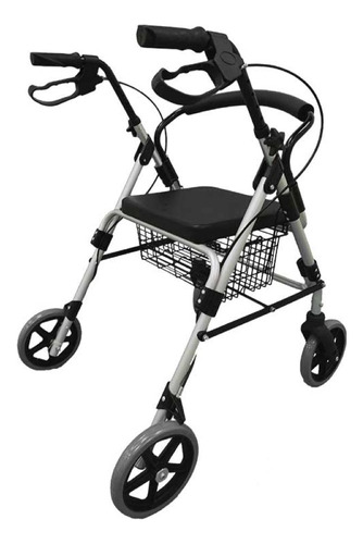 Caminador De 4 Ruedas Plegable, Asiento Rigido - Gris Tmelh1