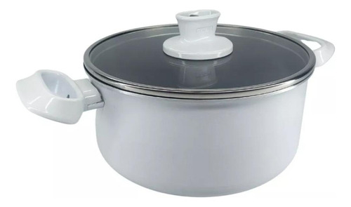 Olla T-fal 24cm Blanca Con Tapa De Vidrio 