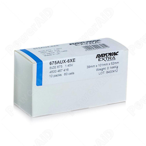 Imagen 3 de 5 de Pila Rayovac Nº675 Audifonos X 60 Pilas Caja Audiologia