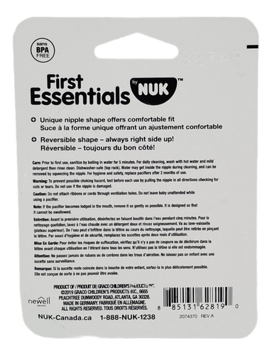 Chupón Nuk Glow In The Dark 0-6m Rosa Gris 2pz Período De Edad 0-6 Meses