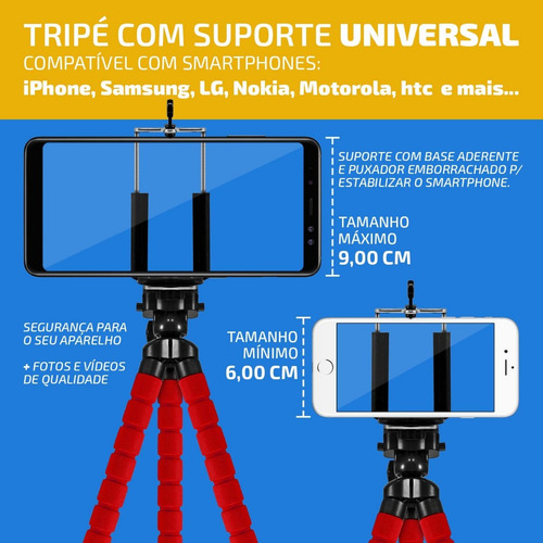 Tripé Com Suporte Flexível Celular Câmera Selfie Foto Vídeo