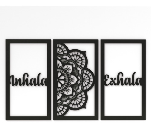 Cuadro Calado Mandala Inhala Exhala Triptico Set X3 P Colgar