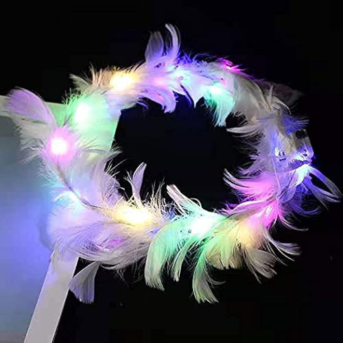 Dresbe Diadema Iluminada Diademas De Plumas Led Luminous Fes