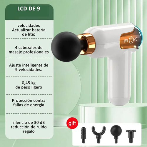 Pistola Masajeadora Eléctrica Mini Con Lcd Recargable