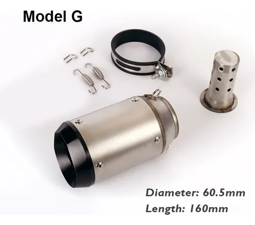 Tubo Silenciador De Escape Racing Moto Para 51 / 60.5mm