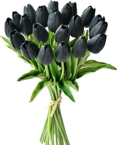 Flores Artificiales 20 Tulipanes Hogar Fiesta Deco - Black
