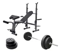 Comprar Banco De Pecho Multifunción + Barra + 45 Kg.myshopuruguay!!