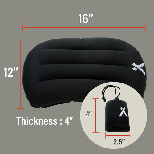 Almohada Inflable Para Acampar Y Mochilero Negra Negro