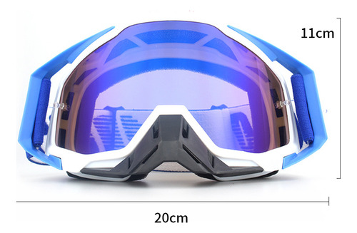 Gafas De Snowboard Motocross Esquí Moto Goggle Protección Uv Lente Azul Claro Armazón Azul