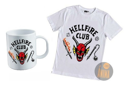 Giftbox Combo Remera + Taza  Niños  Diseño Hellfire Club St