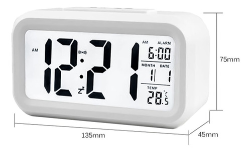 Reloj de mesa  despertador  LCD Smart Optical  color blanco 