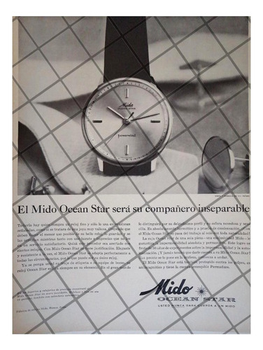 Cartel Publicitario Retro Relojes Mido Ocean Star 1961 /7