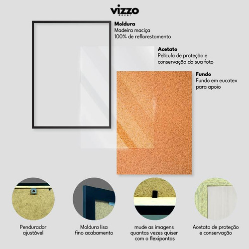Moldura Decorativa Fotos A6 10x15 Com Acetato 4 Cores Parede