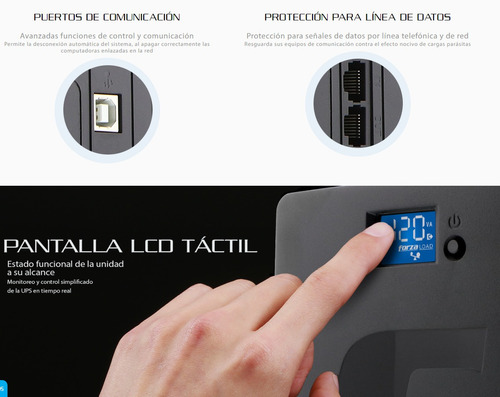 Imagen 2 de 7 de Ups Forza Sl-1501ul 1.5kva 1500va 900w 8 Tomas 120v Lcd Lan