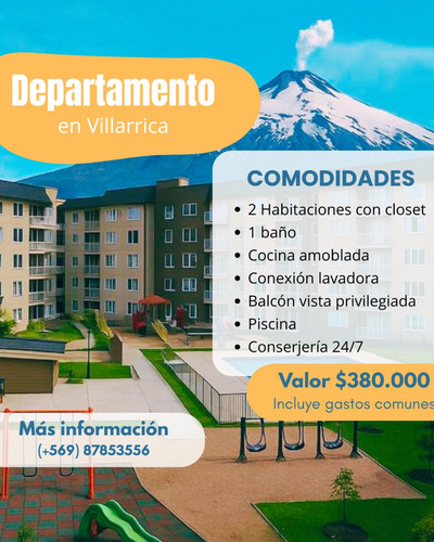 Departamento 2d-1b Con Vista Al Lago Y Volcán Llaima
