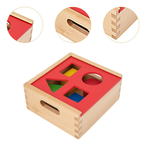 Cubo Clasificador De Bloques De Forma Geométrica De Madera,