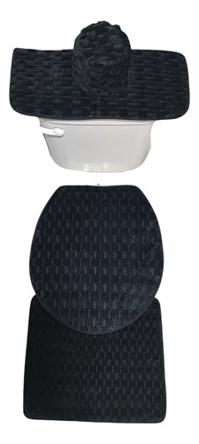 Juego De Baño Fundas Para Tapas De Inodoro Wc 4pzs Negro