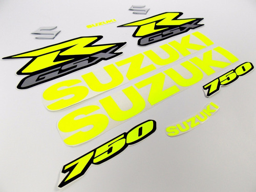 Kit Adesivo Emblema Suzuki Gsxr 750 Amarelo Florescente Cor Amarelo Fluorecente