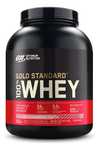 Gold Standard 100% proteína de suero de leche, 2,27 kg, sabor a fresa Optimum Nutrition