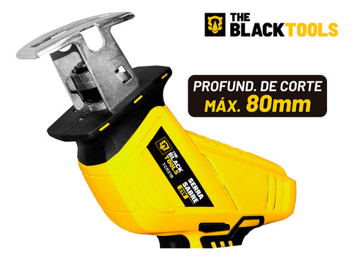 Serra Sabre A Bateria 21v Profissional Portátil 3000 Rpm Com 4 Laminas Madeira/metal/pvc Tcr21bsb The Black Tools