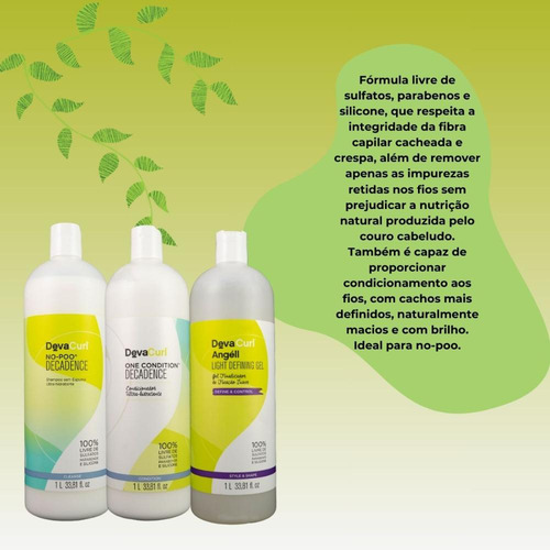 Devacurl No-poo Kit Salão Com Gel Finalizador (3 Produtos)