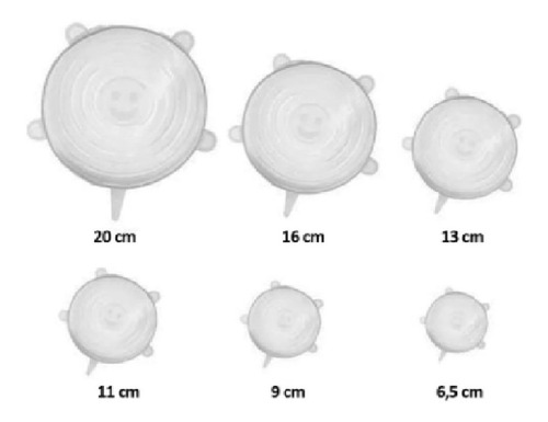 Tapas Silicona Ajustables Reutilizables Set X 6 Transparente