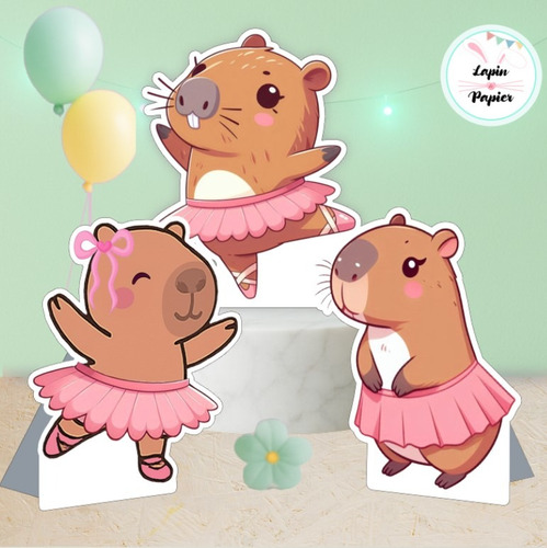 Silueta De Carton Con Pie Figura Corporea Capibara Bailarina Marrón Claro Capibara Bailarina