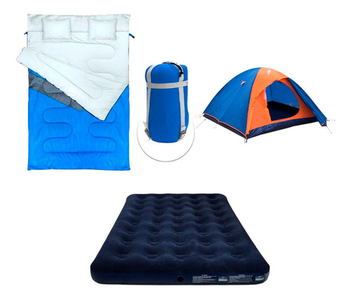 Kit Camping Ntk Barraca 4p+colchão Inflávelcasal+saco Dormir