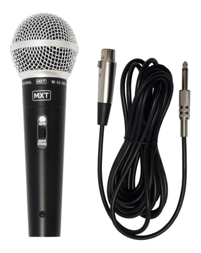 Microfone Dinâmico Profissional Mxt M-58  + Cabo