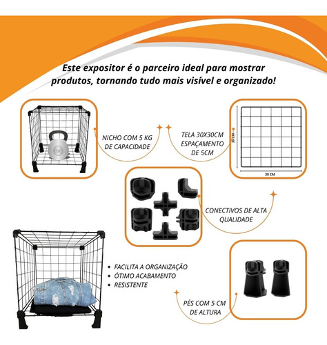 Estante Aramada 20 Nichos Horizontal Arara Roupas Prateleira