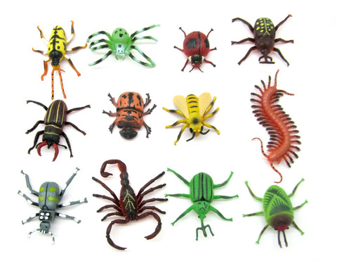 Juguete Animales Insectos X12 Chico Bicho Goma Juego Pack025