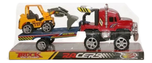 Camion A Ficcion Con Acoplado Y Cargas Diferentes De 24 Cm Color Tractor Cpn Aplanadora