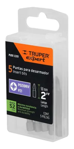 Puntas Pozidriv #1, 2', Estuche Con 5 Piezas, Expert
