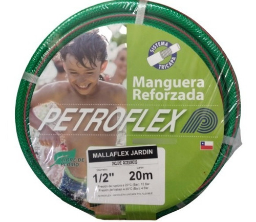 Manguera Mallaflex Jardín  1/2 Pul. 20 Mts Con Accesorios