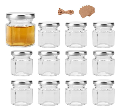 Tarros Hexagonales Transparentes De 1.5 Oz, 12 Mini Tarros D