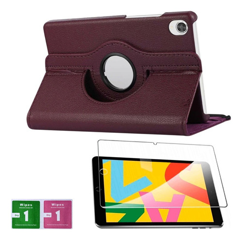 Combo Funda De iPad 3ra Gen 9.7  A1416 360° Morado + Mica