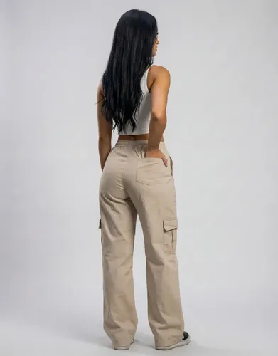 Calca Cargo Feminina Wide Leg Algodão Cintura Alta Y2k